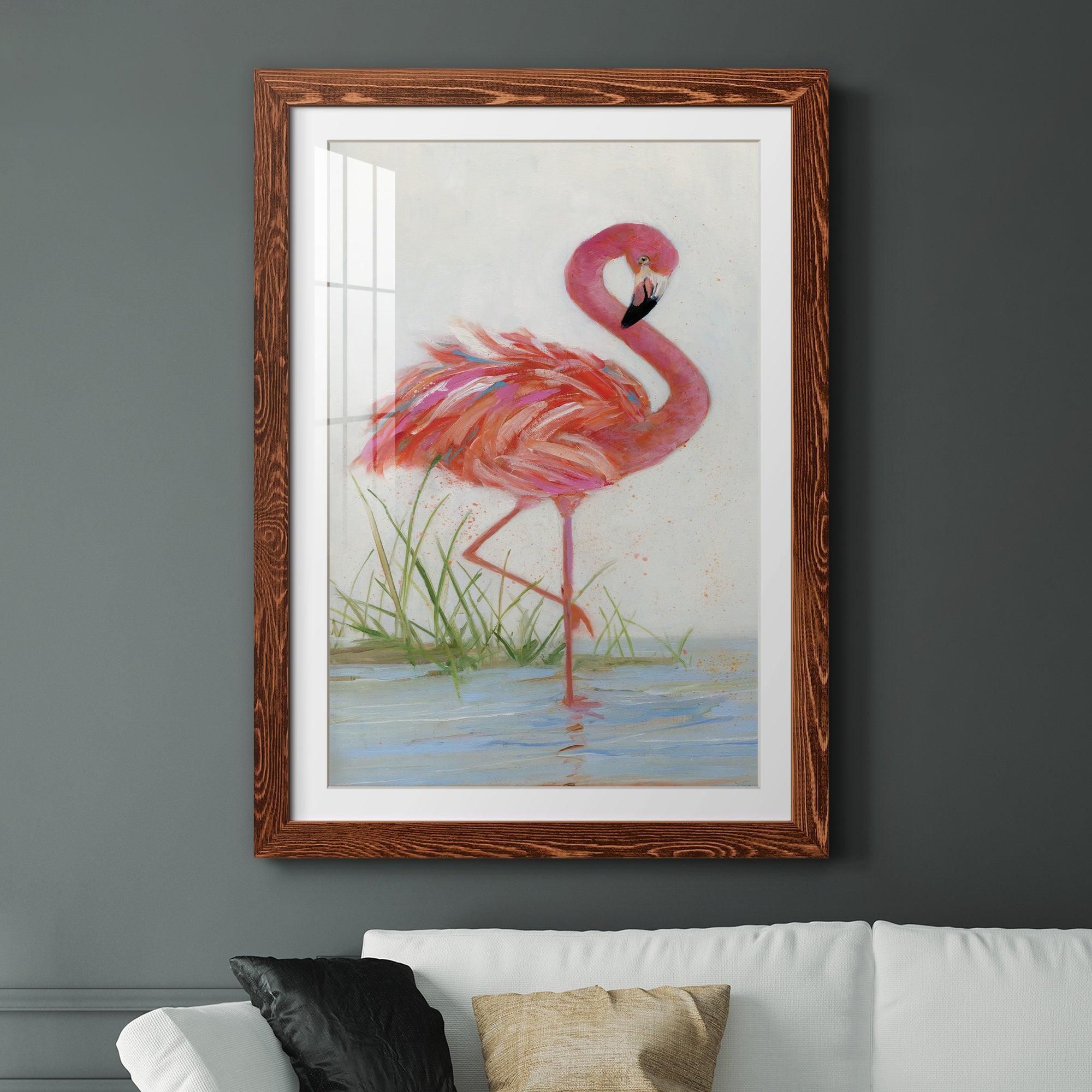 Flamingo I - Barnwood Framed Art Print