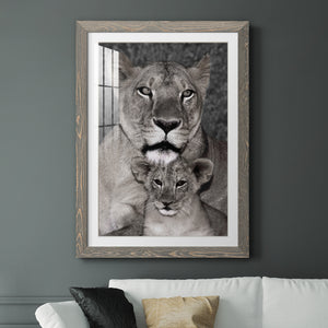 Lioness and Cub - Barnwood Framed Art Print