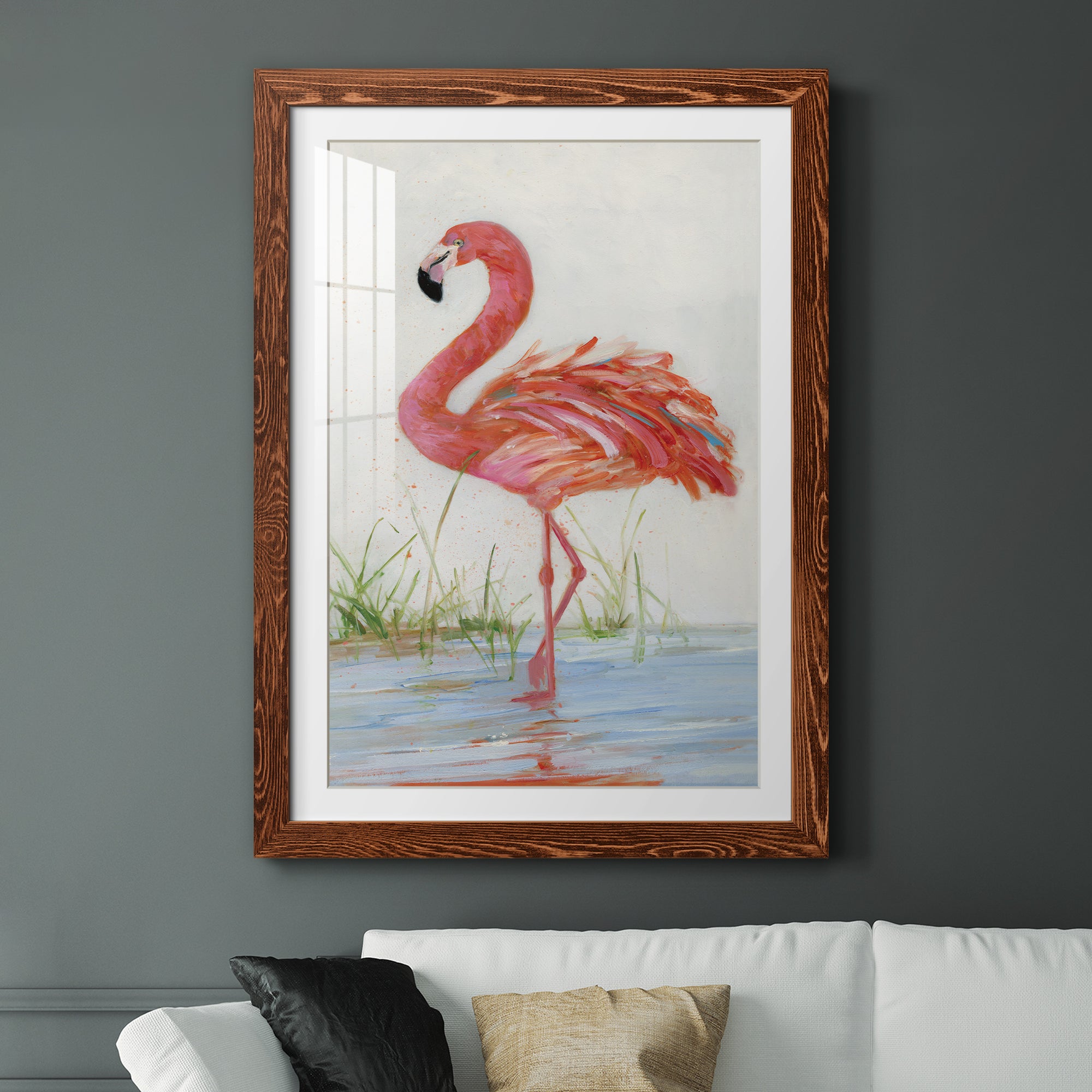 Flamingo II - Barnwood Framed Art Print