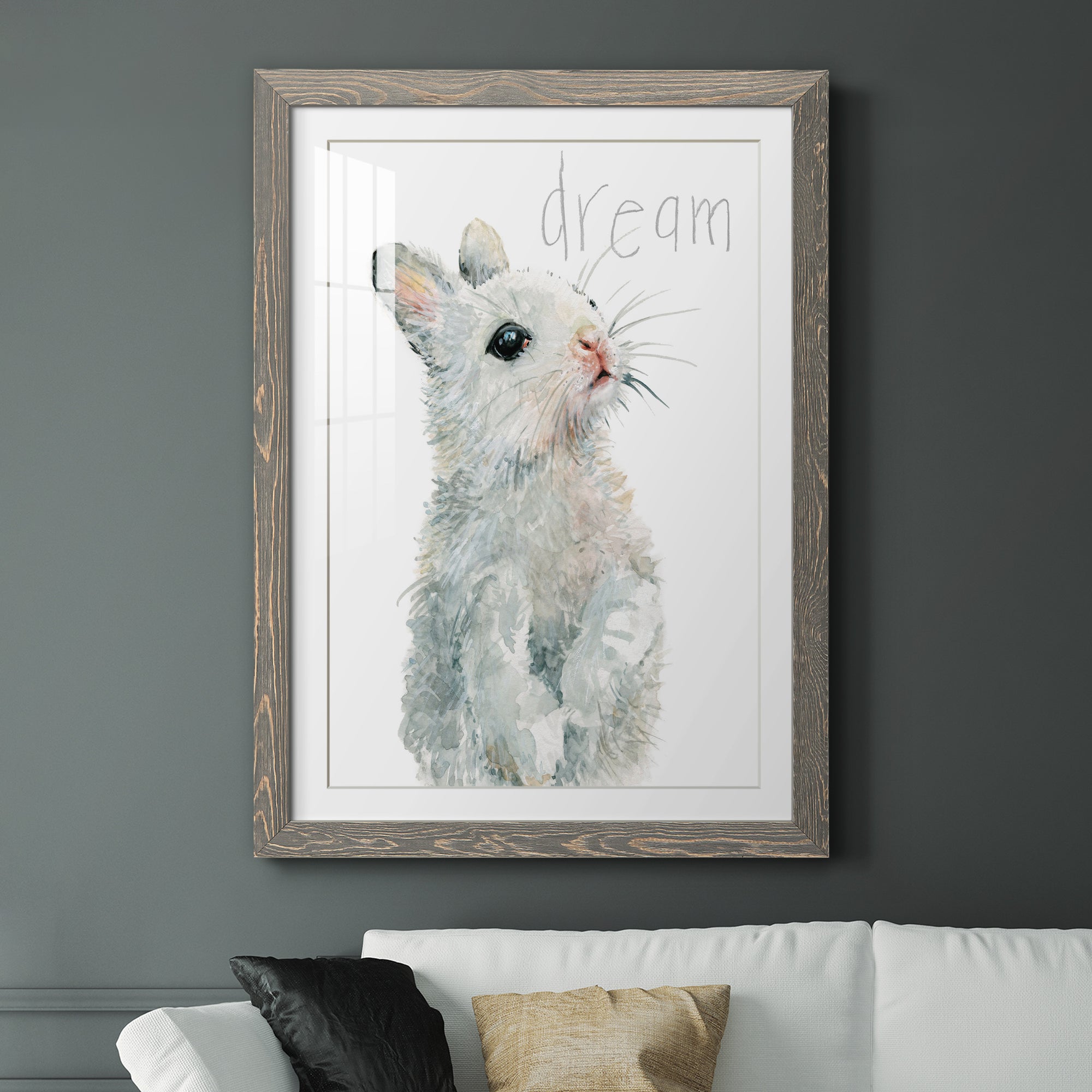 Forest Fur Baby Bunny - Premium Framed Print - Distressed Barnwood Frame - Ready to Hang