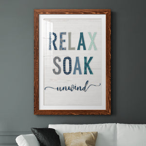Relax Soak Unwind - Barnwood Framed Art Print