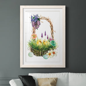 Spring Chick Basket - Barnwood Framed Art Print