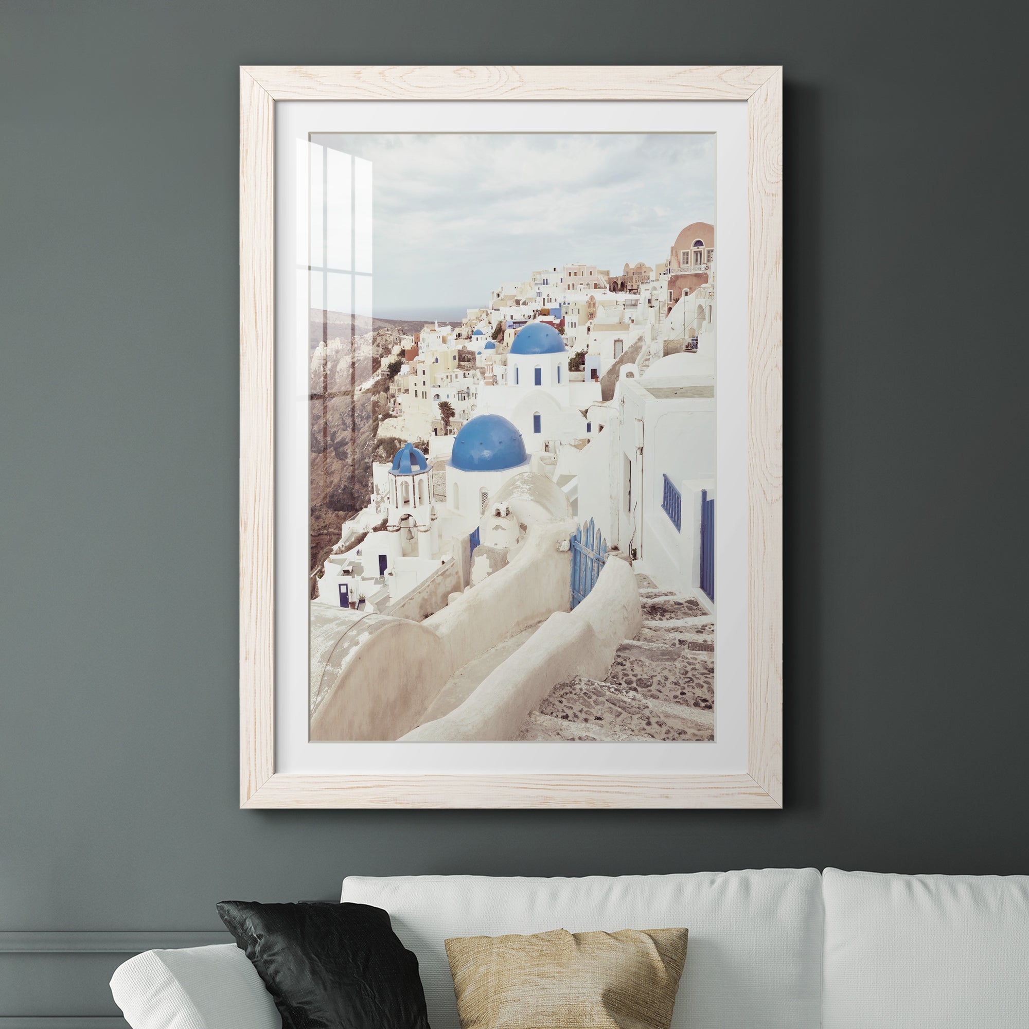 Santorini - Premium Framed Print - Distressed Barnwood Frame - Ready to Hang