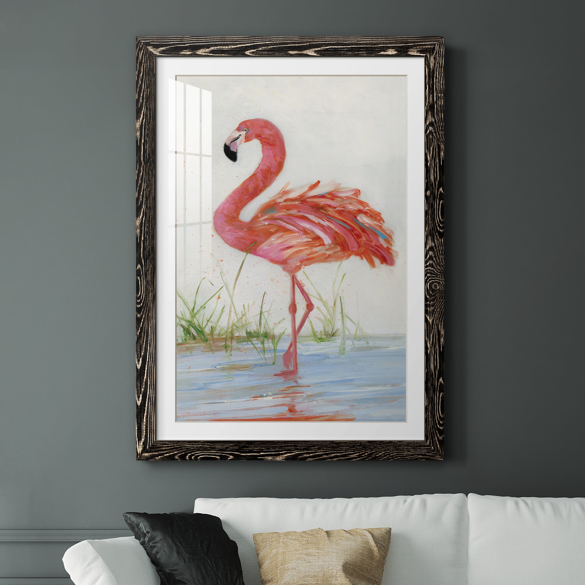 Flamingo II - Barnwood Framed Art Print