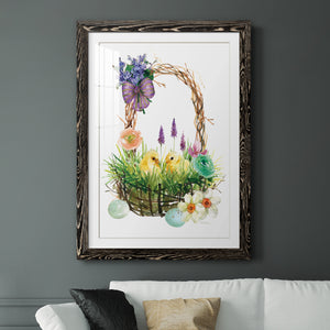 Spring Chick Basket - Barnwood Framed Art Print