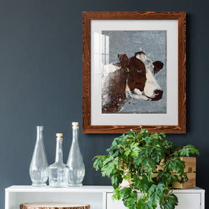 Cow On Galvanized Metal - Barnwood