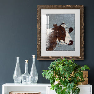 Cow On Galvanized Metal - Barnwood