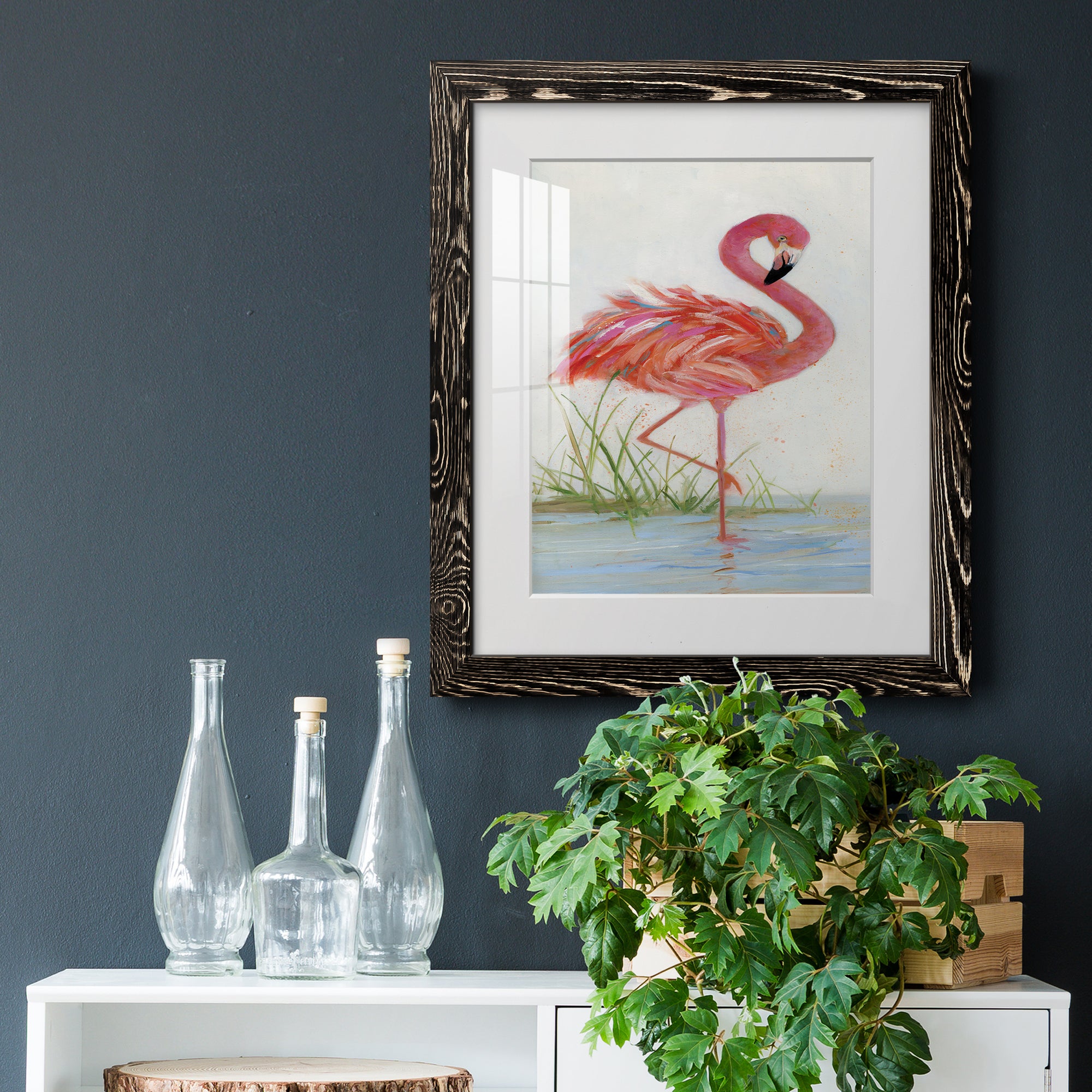 Flamingo I - Barnwood Framed Art Print