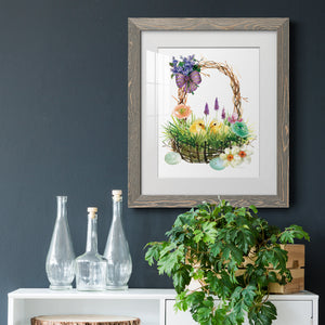 Spring Chick Basket - Barnwood Framed Art Print