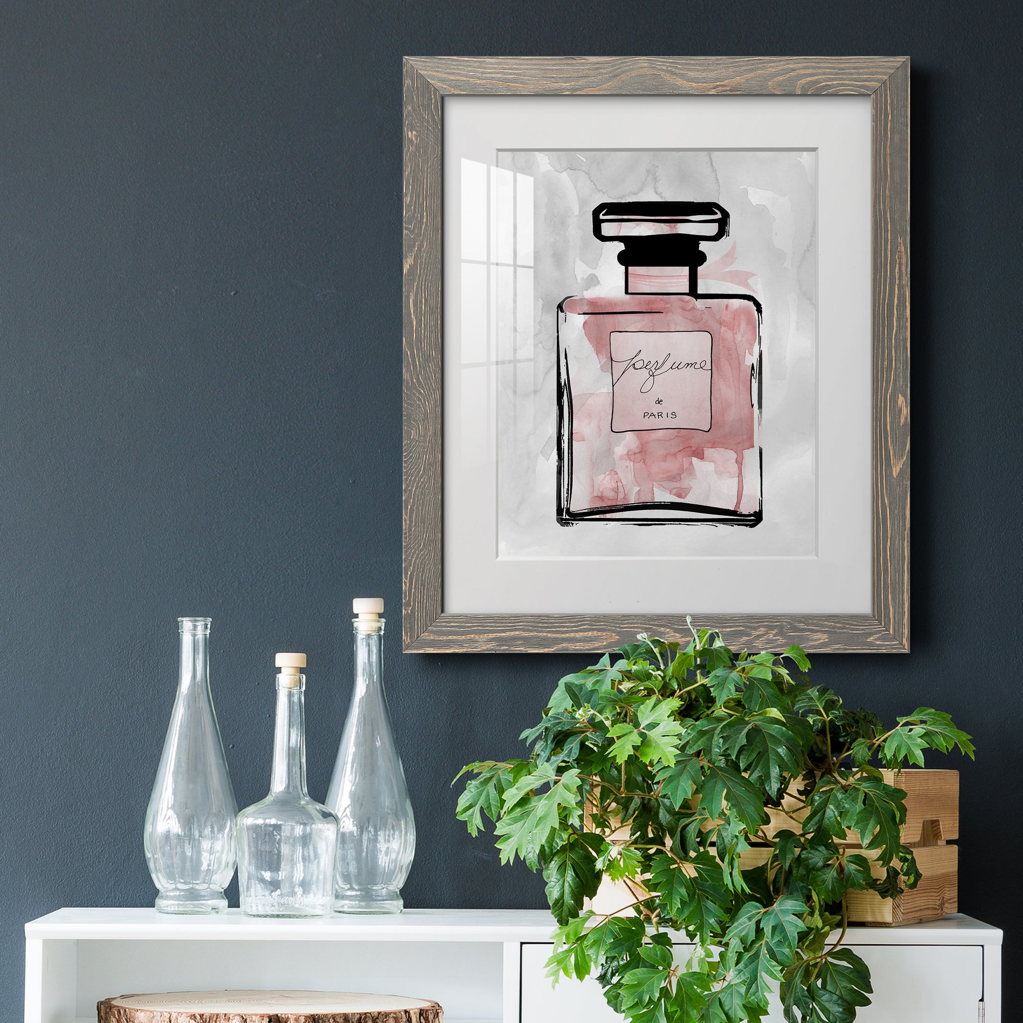 Blush Wash Perfume - Barnwood Framed Art Print