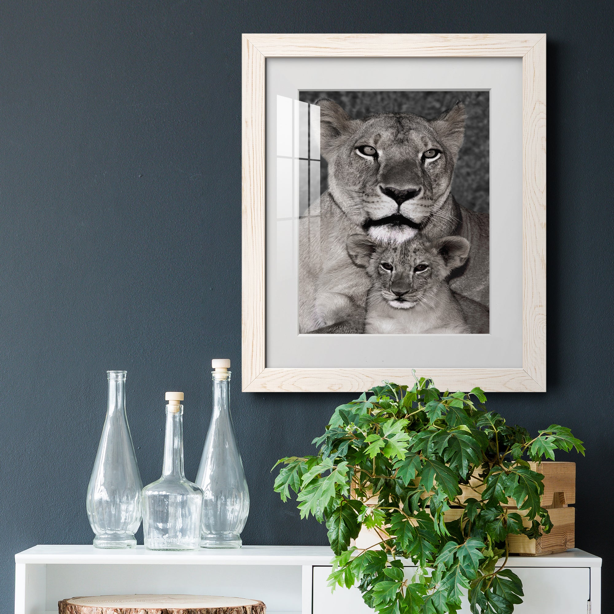 Lioness and Cub - Barnwood Framed Art Print