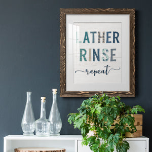 Lather Rinse Repeat - Barnwood Framed Art Print