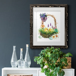 Spring Chick Basket - Barnwood Framed Art Print