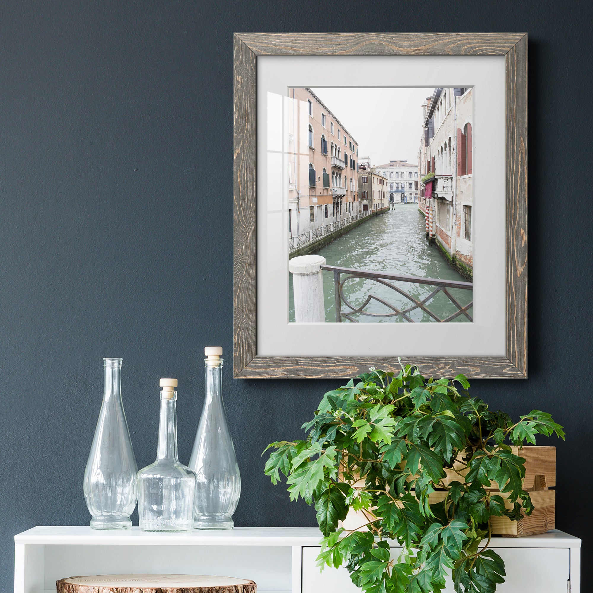 Venice Canal I - Premium Framed Print - Distressed Barnwood Frame - Ready to Hang