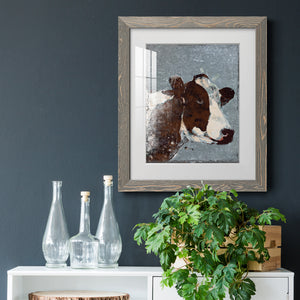 Cow On Galvanized Metal - Barnwood