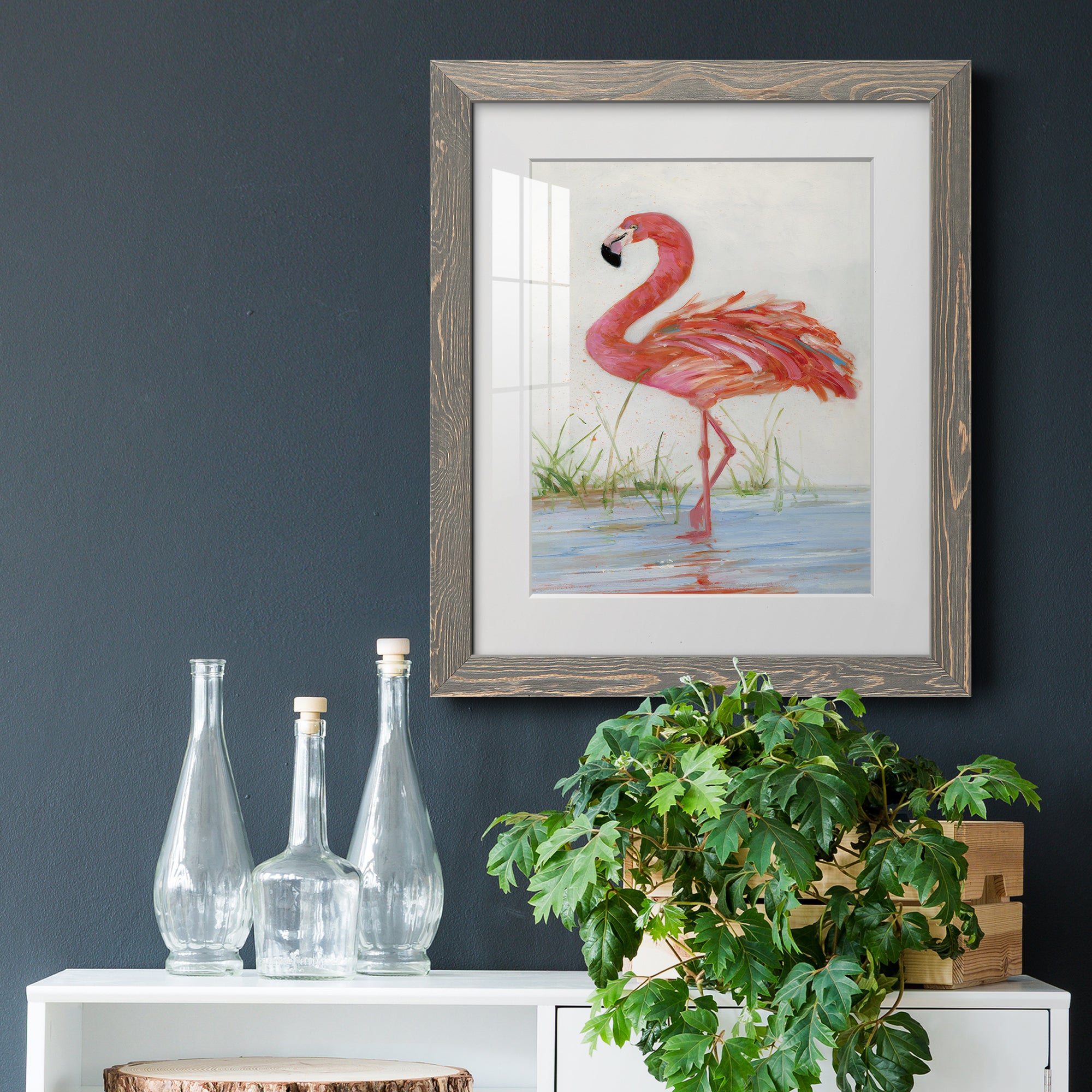 Flamingo II - Barnwood Framed Art Print