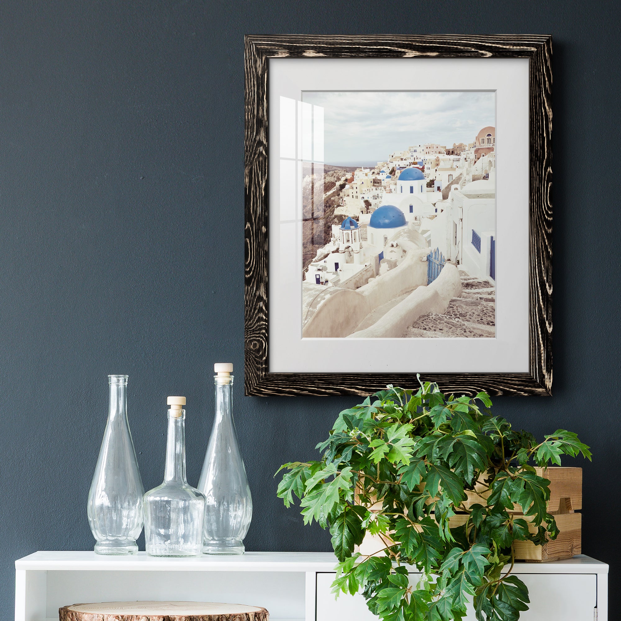 Santorini - Premium Framed Print - Distressed Barnwood Frame - Ready to Hang