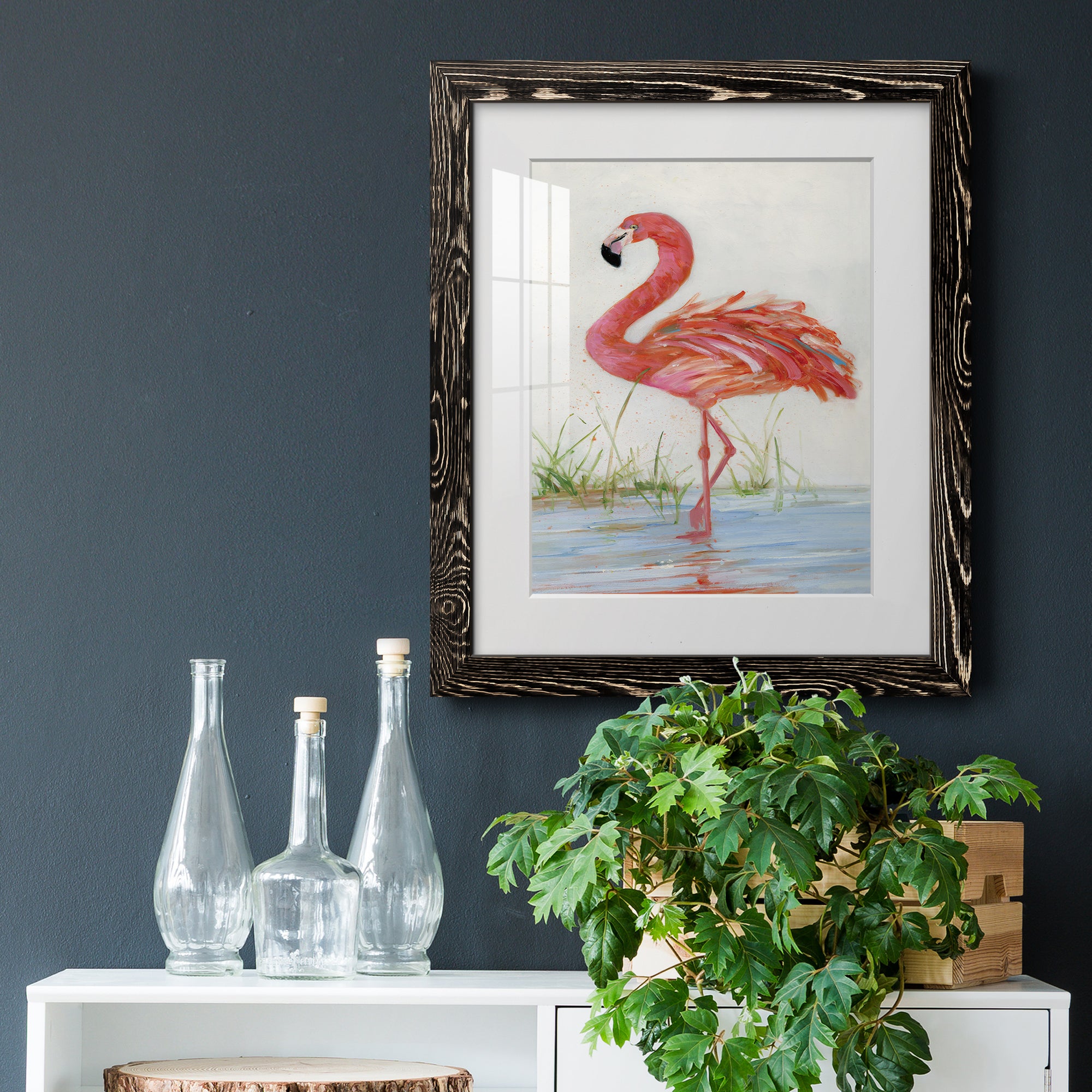 Flamingo II - Barnwood Framed Art Print