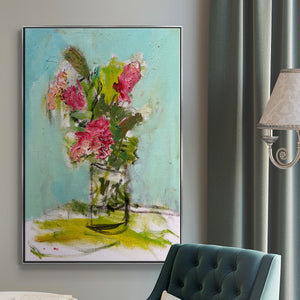 TURQUOISE LILLY - Framed Premium Gallery Wrapped Canvas L Frame - Ready to Hang