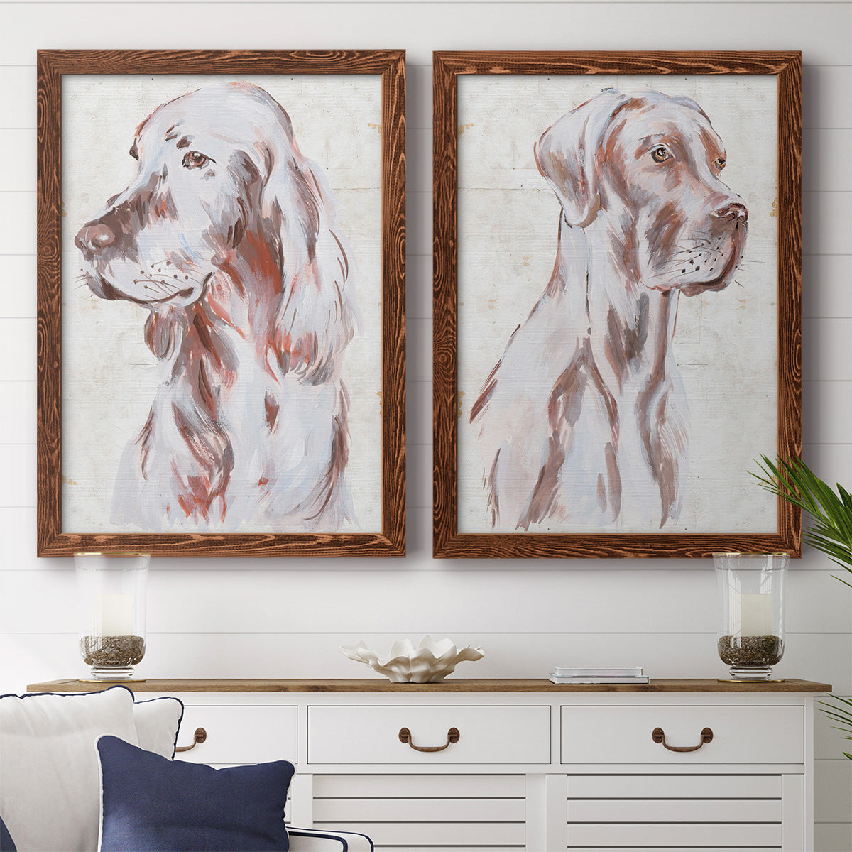 Sitting Dog III - Premium Framed Canvas 2 Piece Set - Ready to Hang