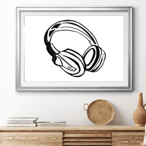 Headphones Sketch - Modern Framed Art Print