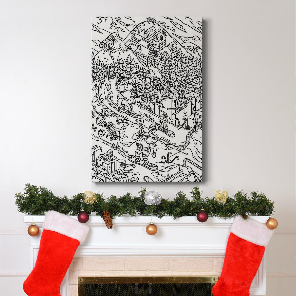 Snowboard Santa - Gallery Wrapped Canvas