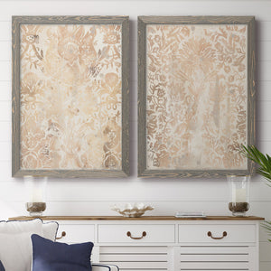 Walnut Damask III - Premium Framed Canvas 2 Piece Set - Ready to Hang