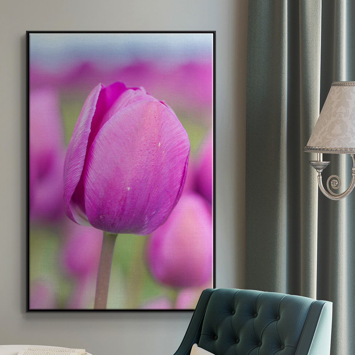 Magenta Stem - Framed Premium Gallery Wrapped Canvas L Frame - Ready to Hang