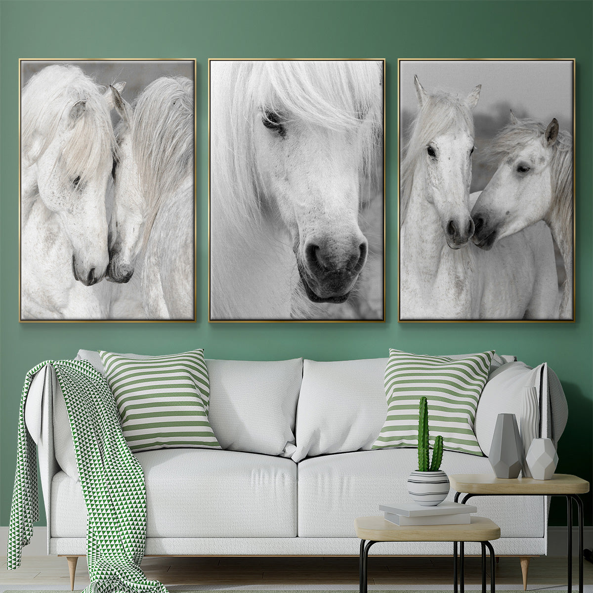 Affection I - Framed Premium Gallery Wrapped Canvas L Frame 3 Piece Set - Ready to Hang