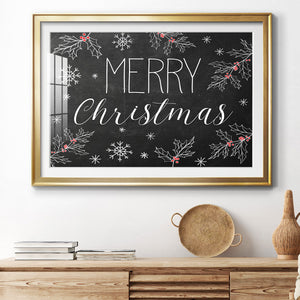 Merry Christmas Chalkboard Premium Framed Print - Ready to Hang