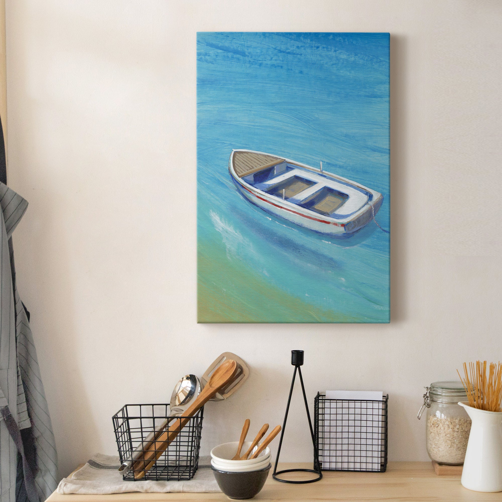 Anchored Dingy I Premium Gallery Wrapped Canvas - Ready to Hang