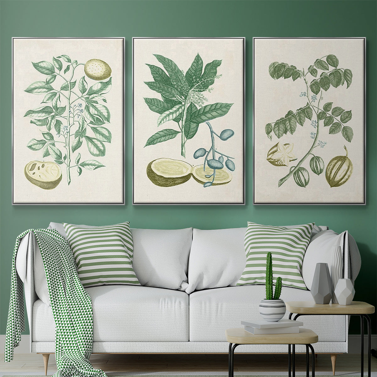 Buchoz Tropicals II - Framed Premium Gallery Wrapped Canvas L Frame 3 Piece Set - Ready to Hang