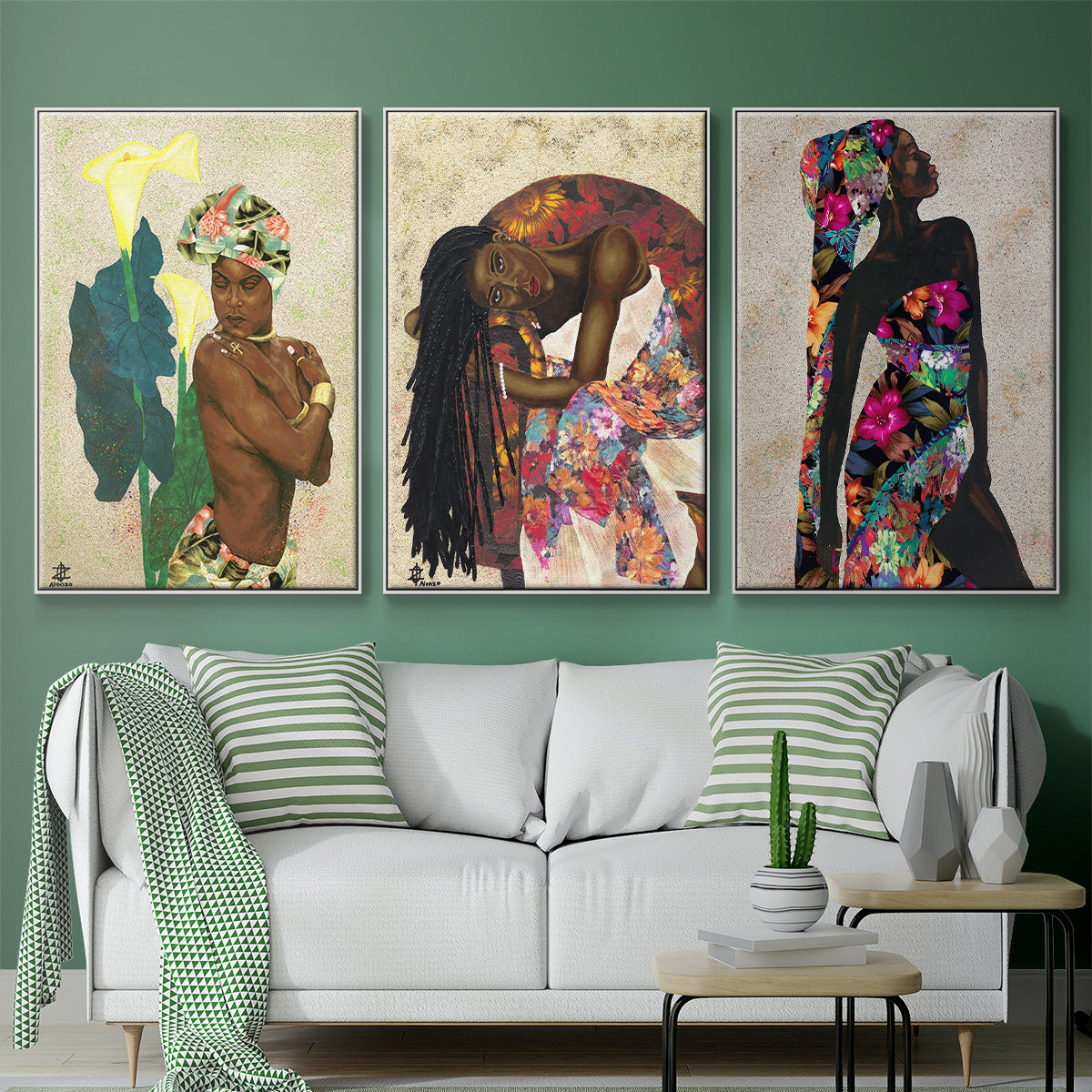 Woman Strong I - Framed Premium Gallery Wrapped Canvas L Frame 3 Piece Set - Ready to Hang