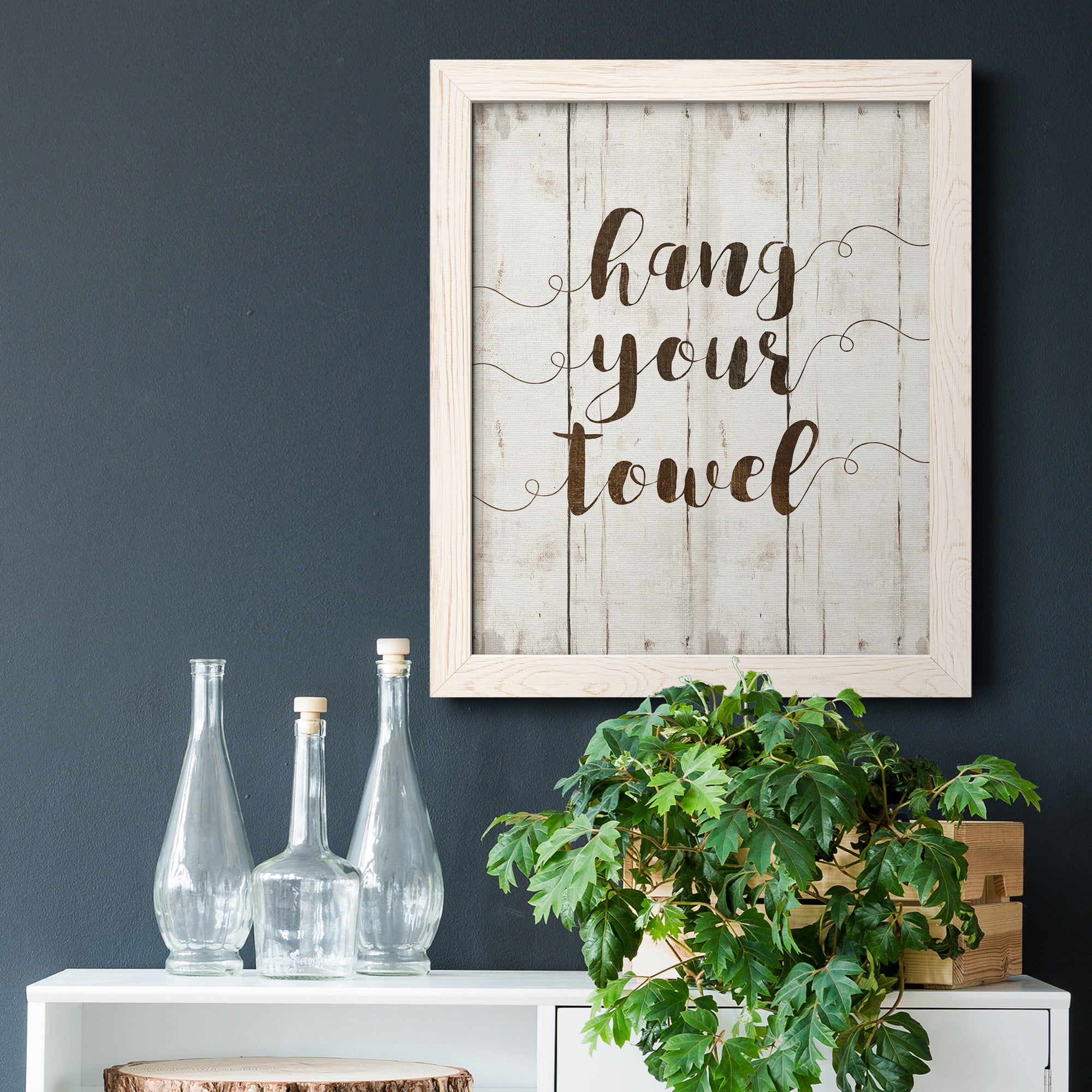 Hang Your Towel - Premium Canvas Framed in Barnwood - Ready to Hang