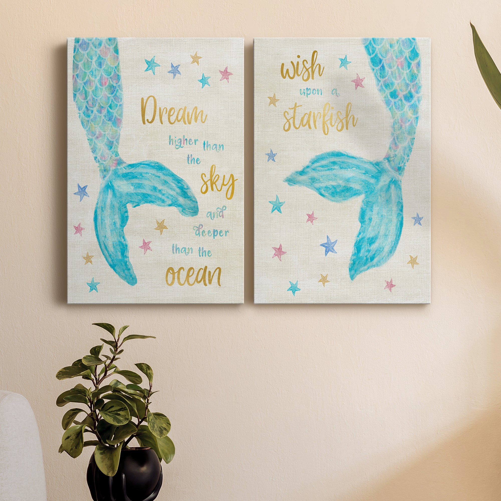 Mermaid Dream Premium Gallery Wrapped Canvas - Ready to Hang - Set of 2 - 8 x 12 Each