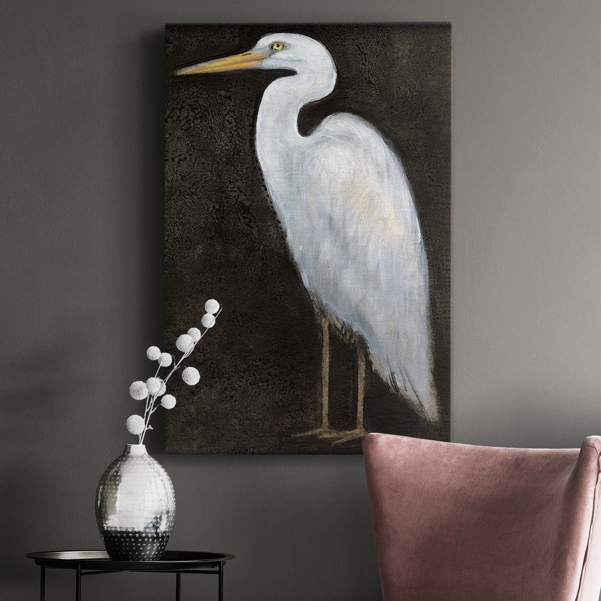 White Heron Portrait II  Premium Gallery Wrapped Canvas - Ready to Hang