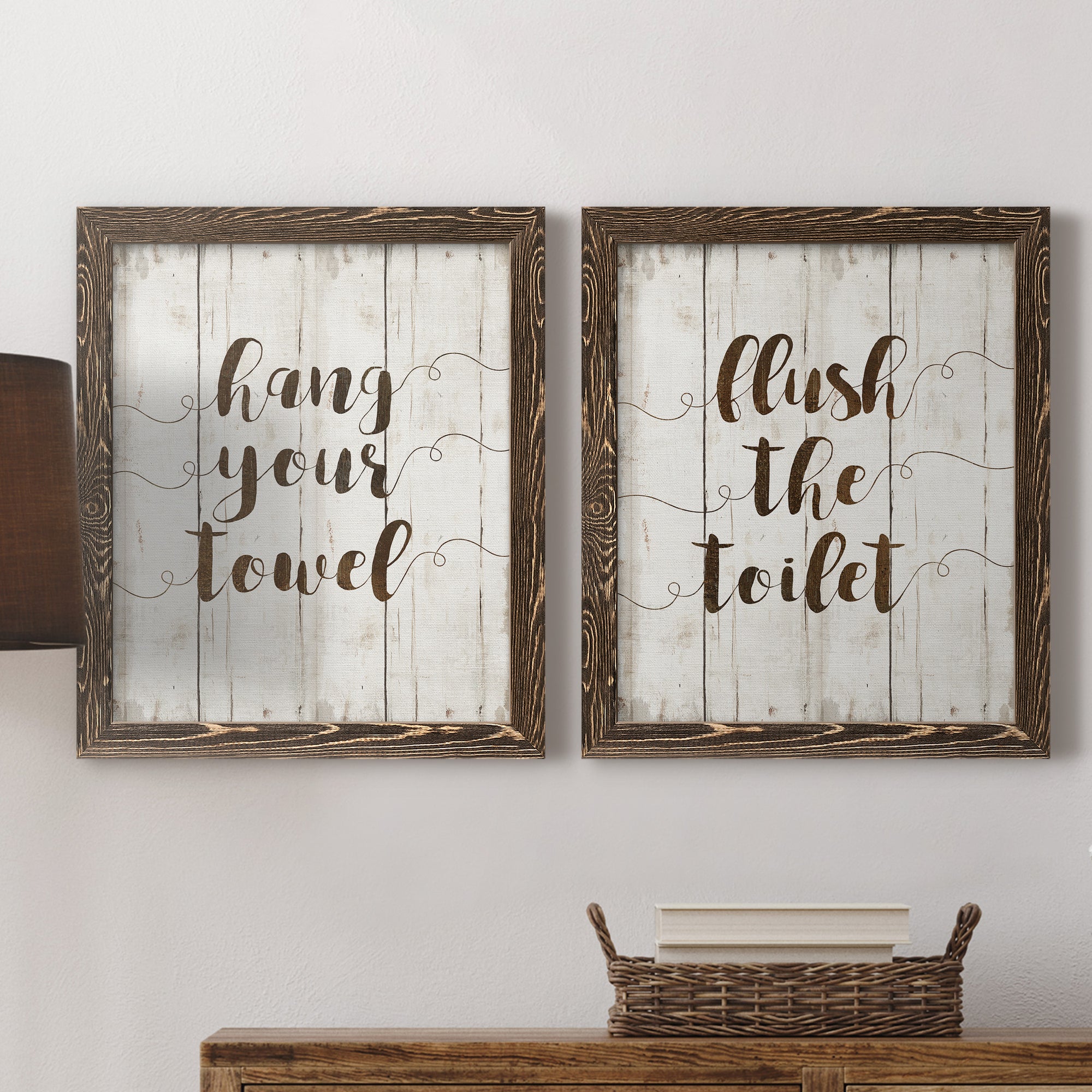 Hang Your Towel- Premium Framed Canvas in Barnwood - Ready to Hang