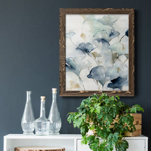 Indigo Ginkgo II - Premium Canvas Framed in Barnwood - Ready to Hang