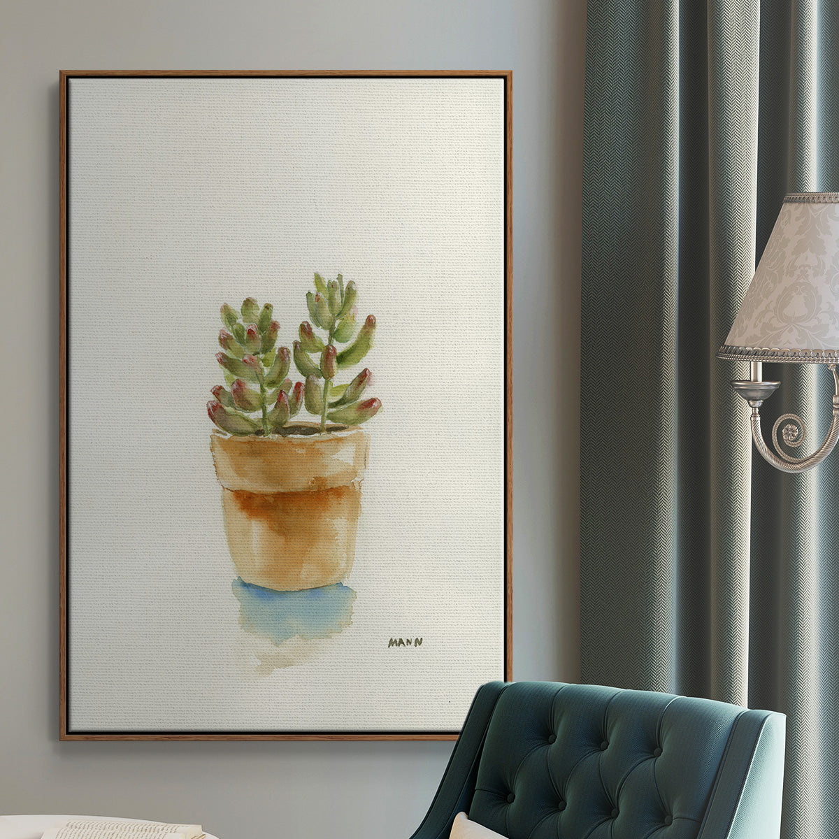 Succulent III - Framed Premium Gallery Wrapped Canvas L Frame - Ready to Hang