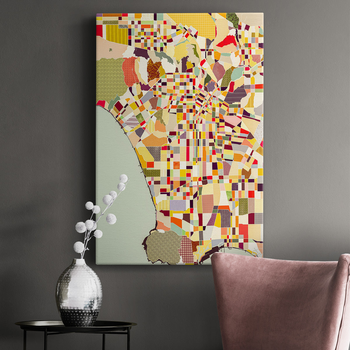 Modern Los Angeles Map Premium Gallery Wrapped Canvas - Ready to Hang