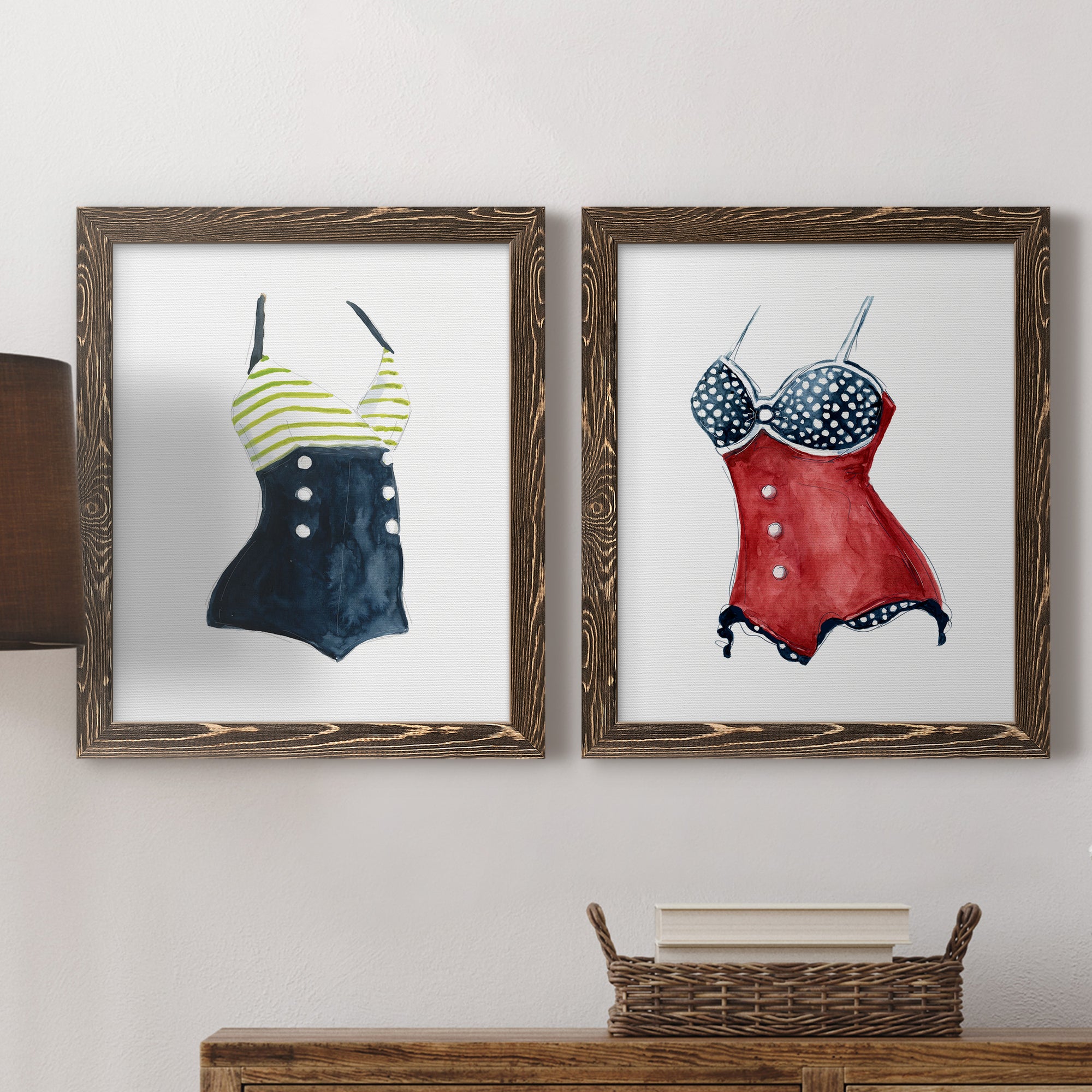 Vintage Swimwear I- Premium Framed Canvas in Barnwood - Ready to Hang