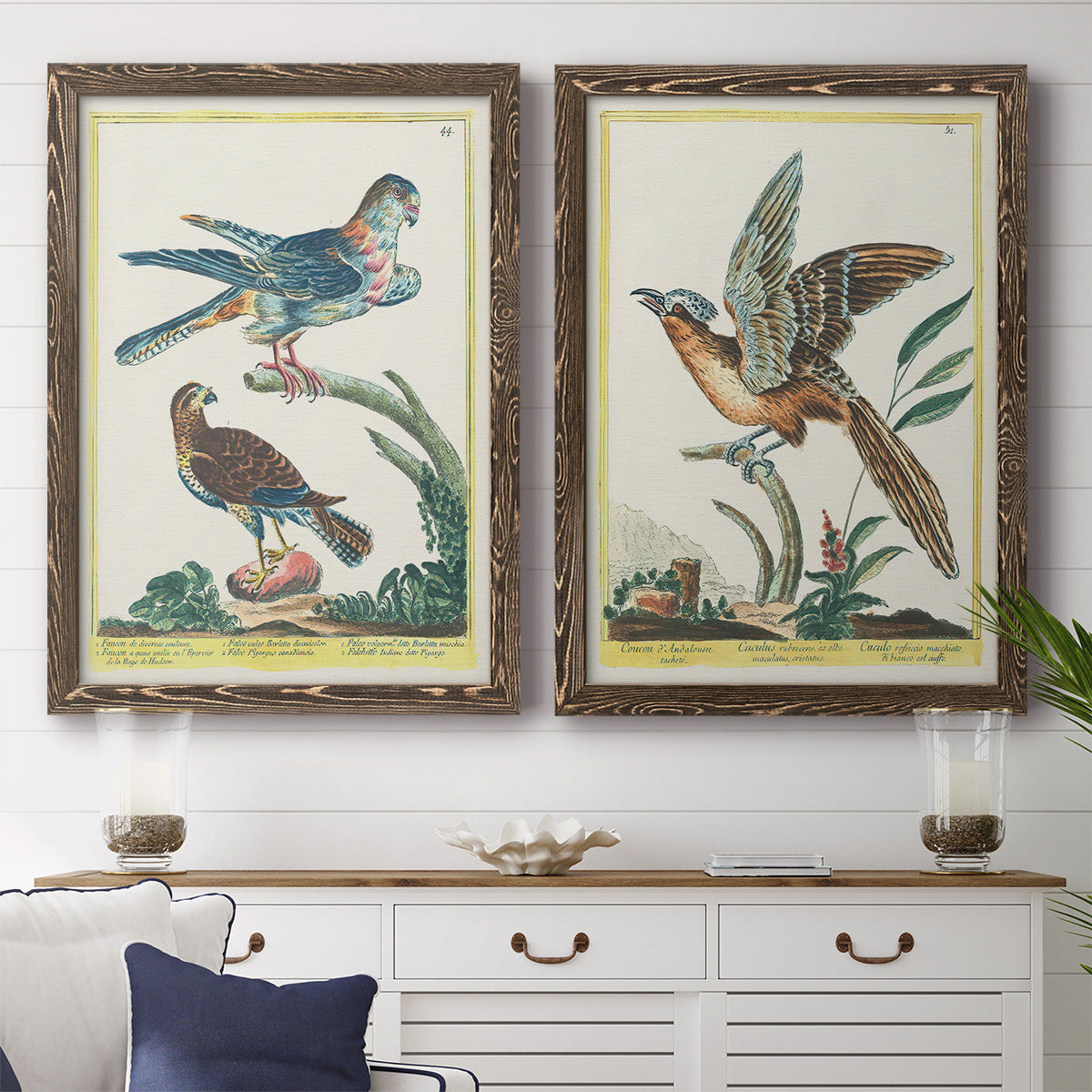 Pastel Birds III - Premium Framed Canvas 2 Piece Set - Ready to Hang