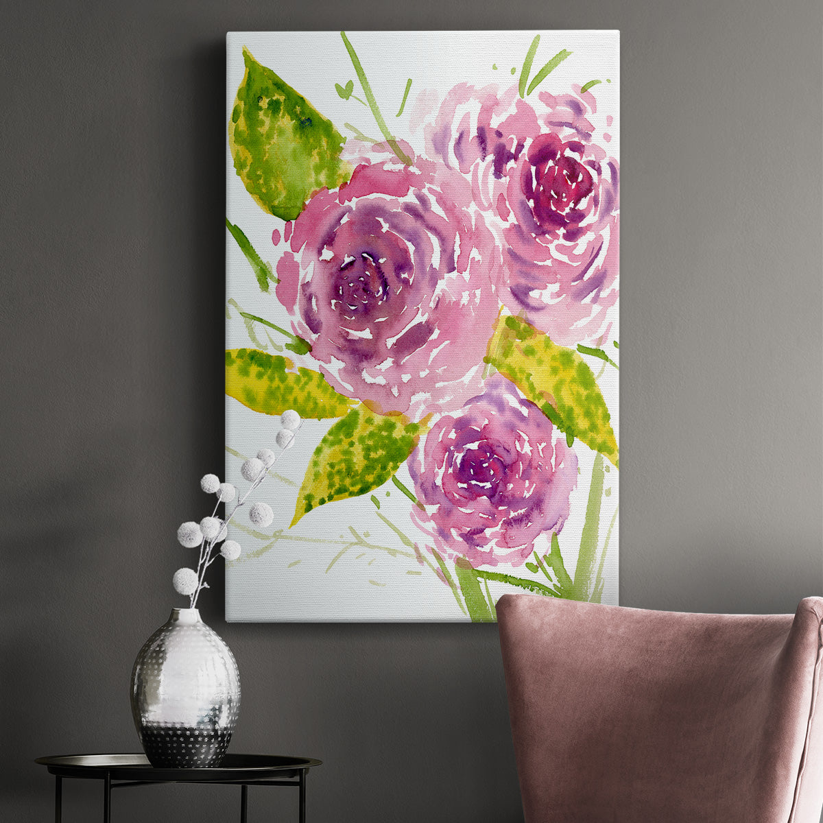 Bouquet Rose I Premium Gallery Wrapped Canvas - Ready to Hang