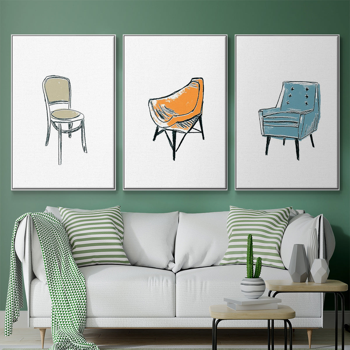 Take a Seat X - Framed Premium Gallery Wrapped Canvas L Frame 3 Piece Set - Ready to Hang