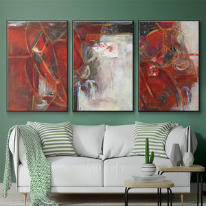 City Life I - Framed Premium Gallery Wrapped Canvas L Frame 3 Piece Set - Ready to Hang