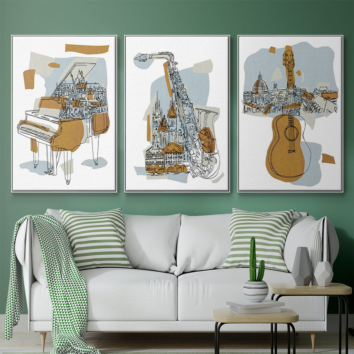 Rehearsal I - Framed Premium Gallery Wrapped Canvas L Frame 3 Piece Set - Ready to Hang