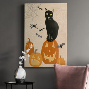 Pumpkin Patch Cats II Premium Gallery Wrapped Canvas - Ready to Hang