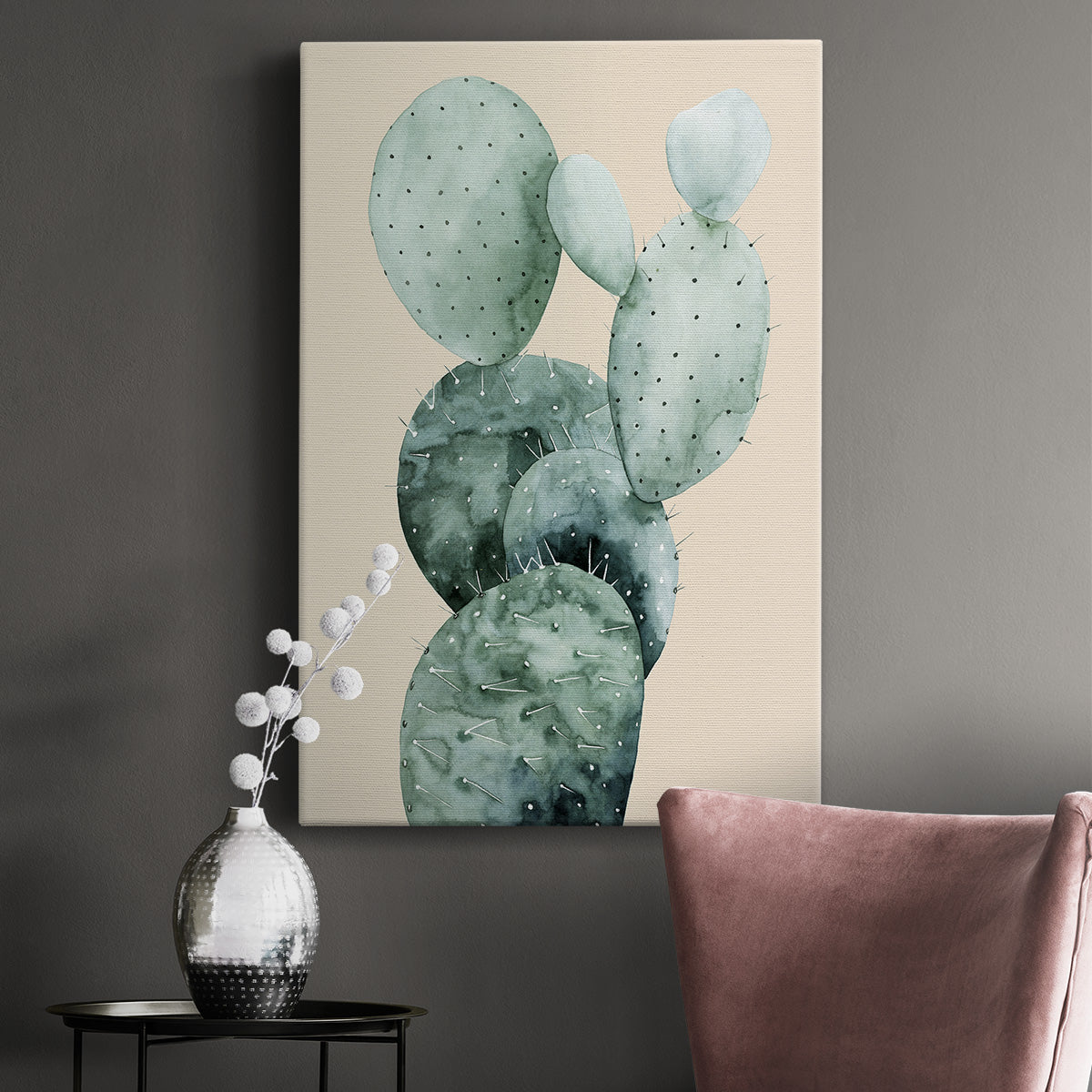 Cactus on Coral I Premium Gallery Wrapped Canvas - Ready to Hang