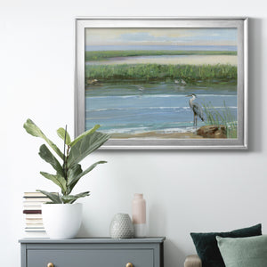 Wading at Dusk - Modern Framed Canvas Print