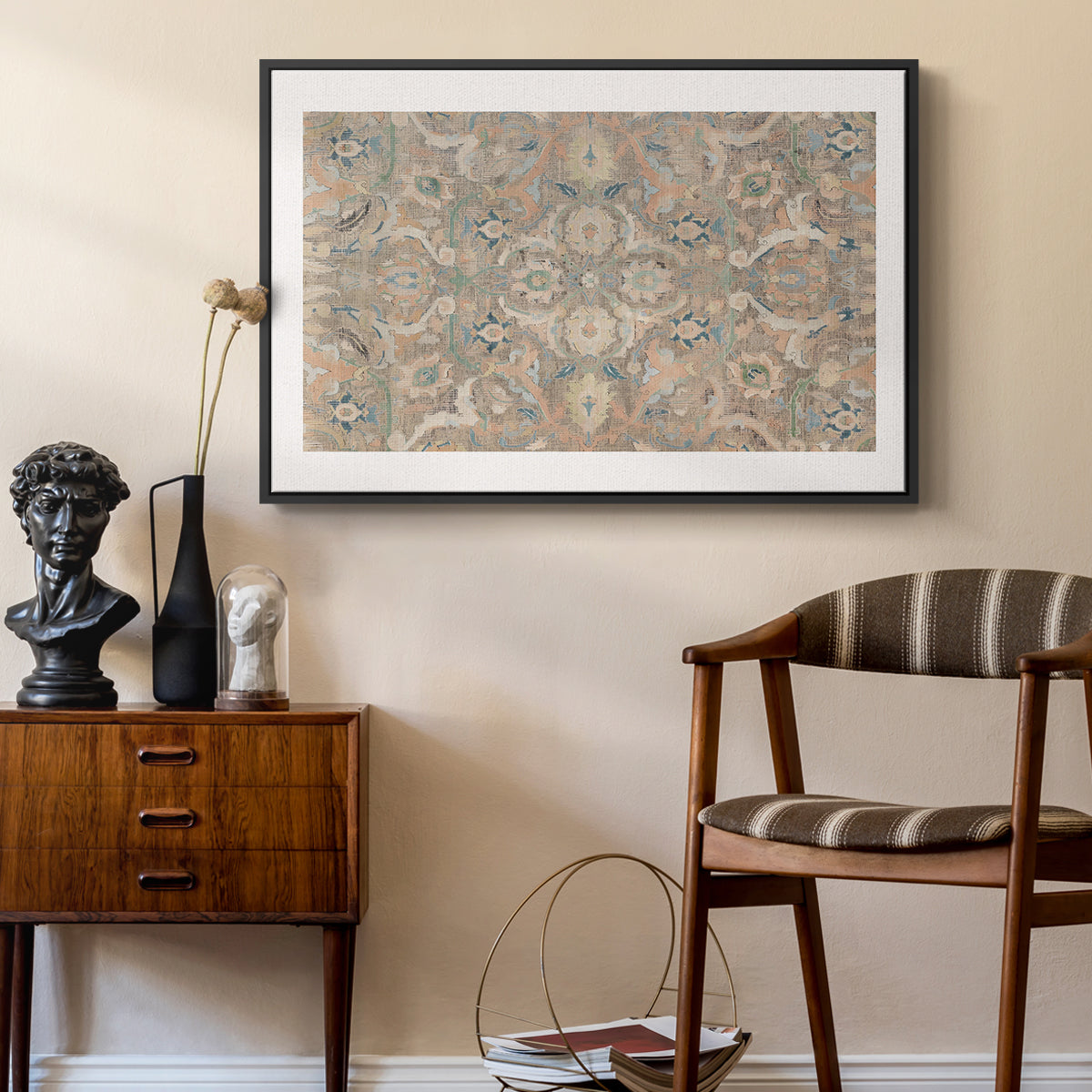 Vintage Abstract Print-II Premium Framed Gallery Wrapped Canvas in Floating Frame
